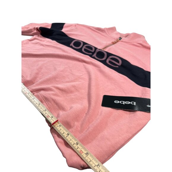 Bebe Womens Pullover Sweatshirt Medium Black/Ash Rose Cotton/Polyester Blend - Picture 12 of 12